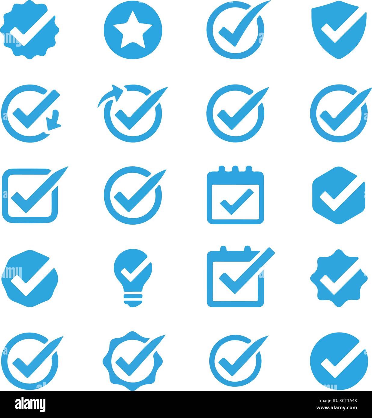 Icône coche bleue, coche d'approbation Illustration de Vecteur