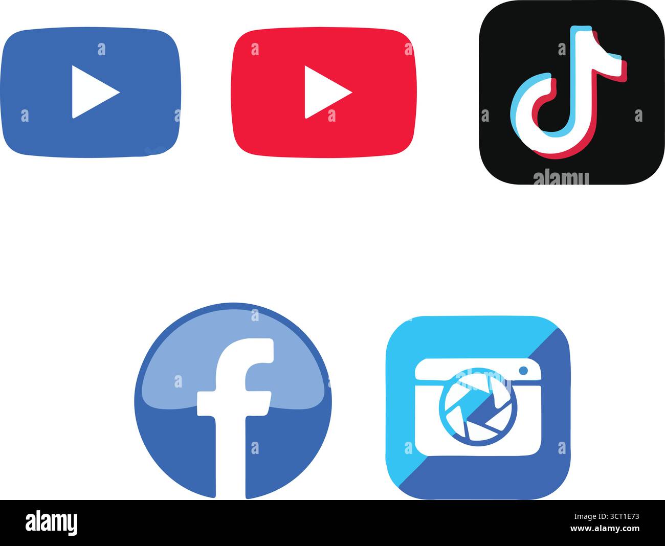 Jeu d'icônes de médias sociaux - suivez et partagez les boutons Web pour Facebook, Instagram, Twitter, YouTube Illustration de Vecteur
