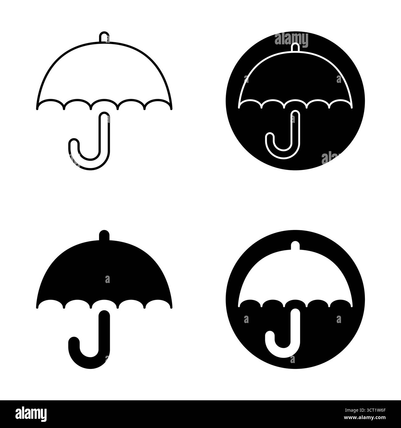 Ensemble d'illustrations d'icônes de parapluie. Ces icônes sont parfaites pour les applications météo, les sites Web, les projets de conception graphique et les éléments d'interface utilisateur. Illustration de Vecteur