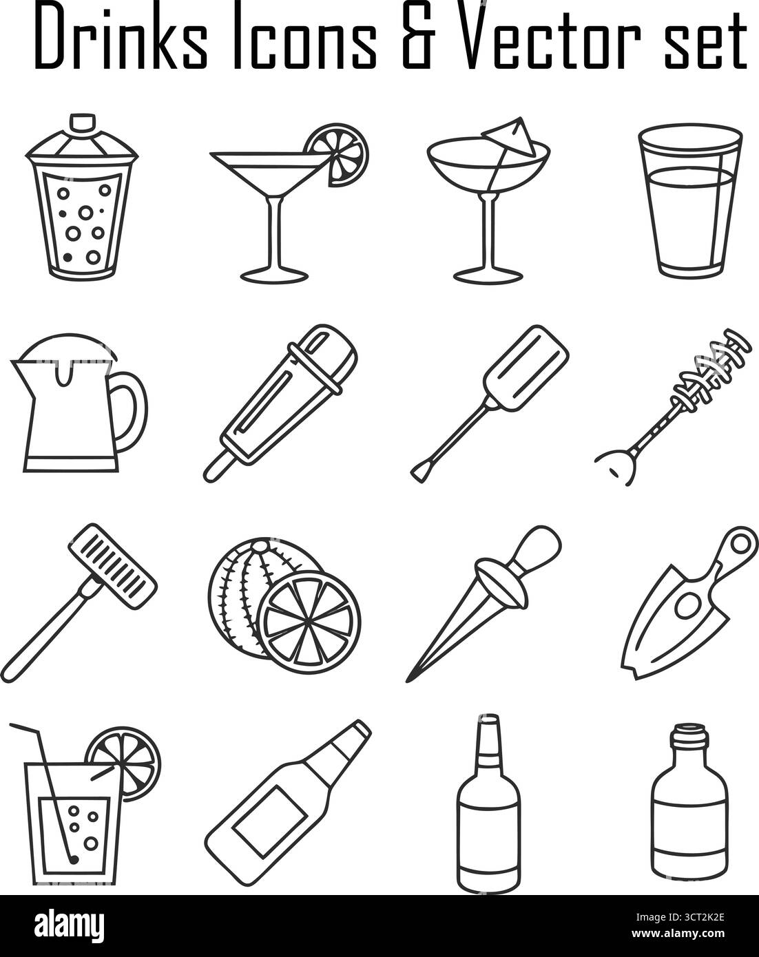 Boissons fraîches rafraîchissantes dans des verres avec glace et garniture de fruits sur la table, boisson d'été et concept de rafraîchissement Illustration de Vecteur