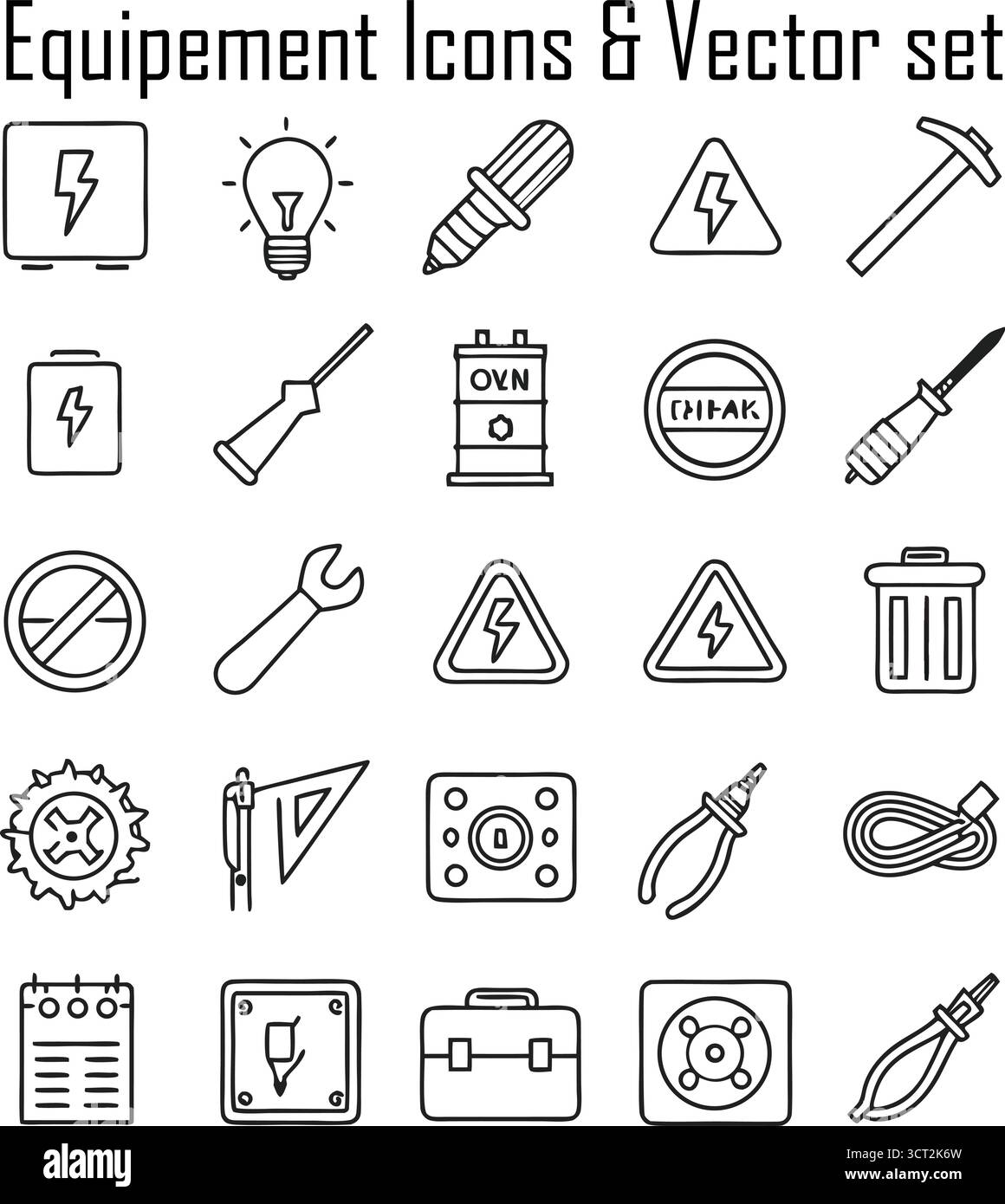 Équipement industriel et outils disposés dans un atelier, ingénierie et concept de technologie de fabrication Illustration de Vecteur
