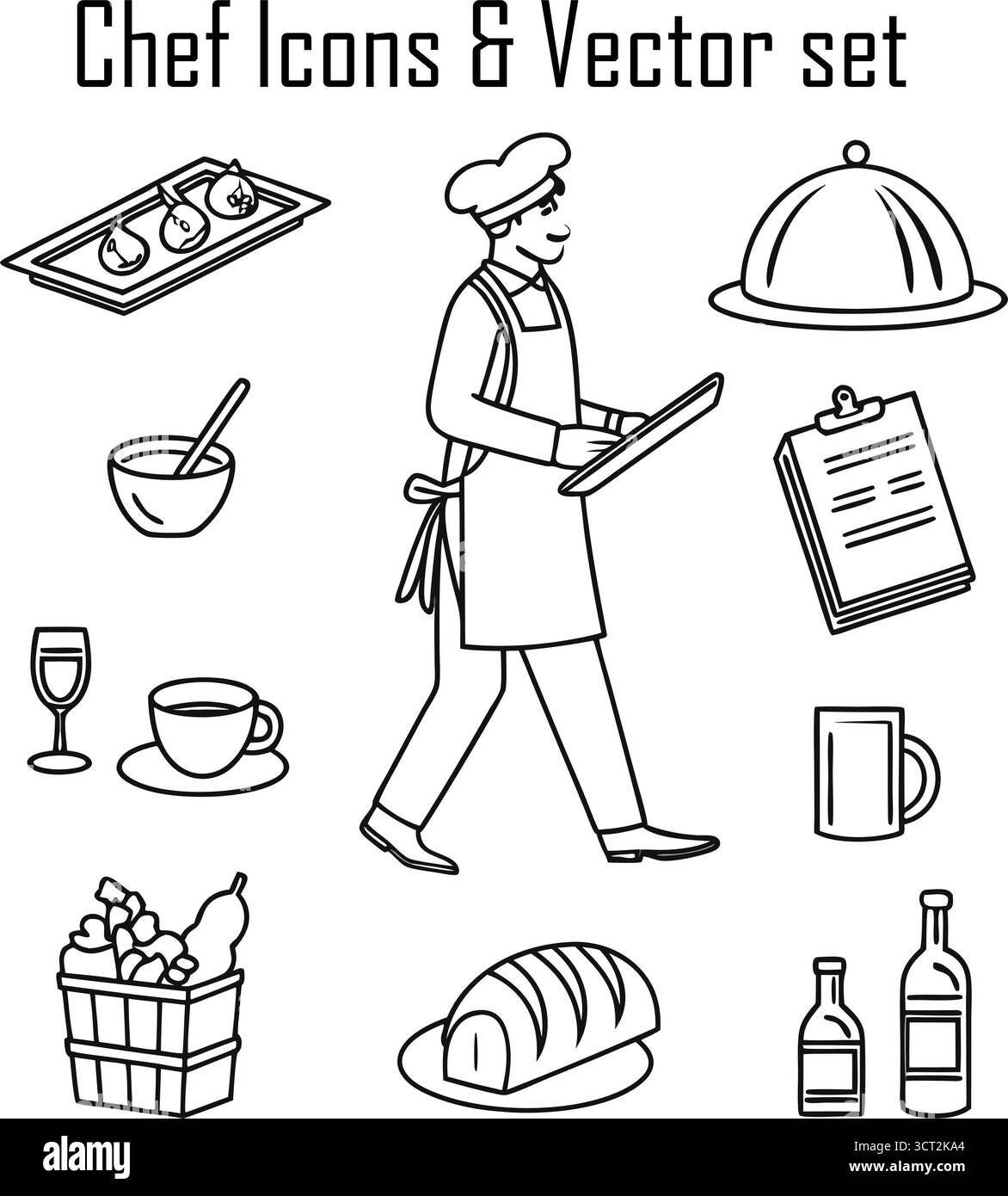 Chef professionnel en uniforme préparant un repas gastronomique dans une cuisine de restaurant, art culinaire, et concept gastronomique Illustration de Vecteur