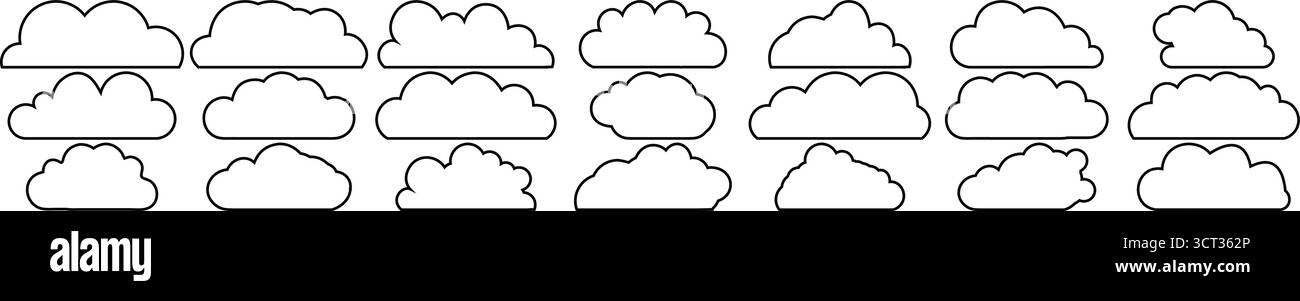 Décrivez les symboles nuageux pour les éléments ciel et météo Illustration de Vecteur