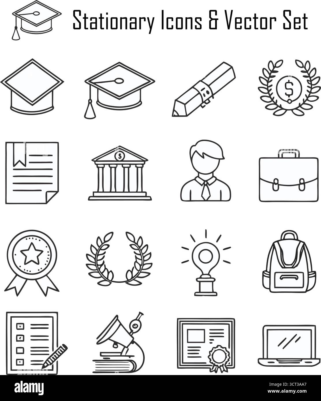 Collection d'articles de papeterie colorés sur le bureau, y compris des stylos, des crayons, des cahiers et des fournitures de bureau, école et concept de bureau Illustration de Vecteur