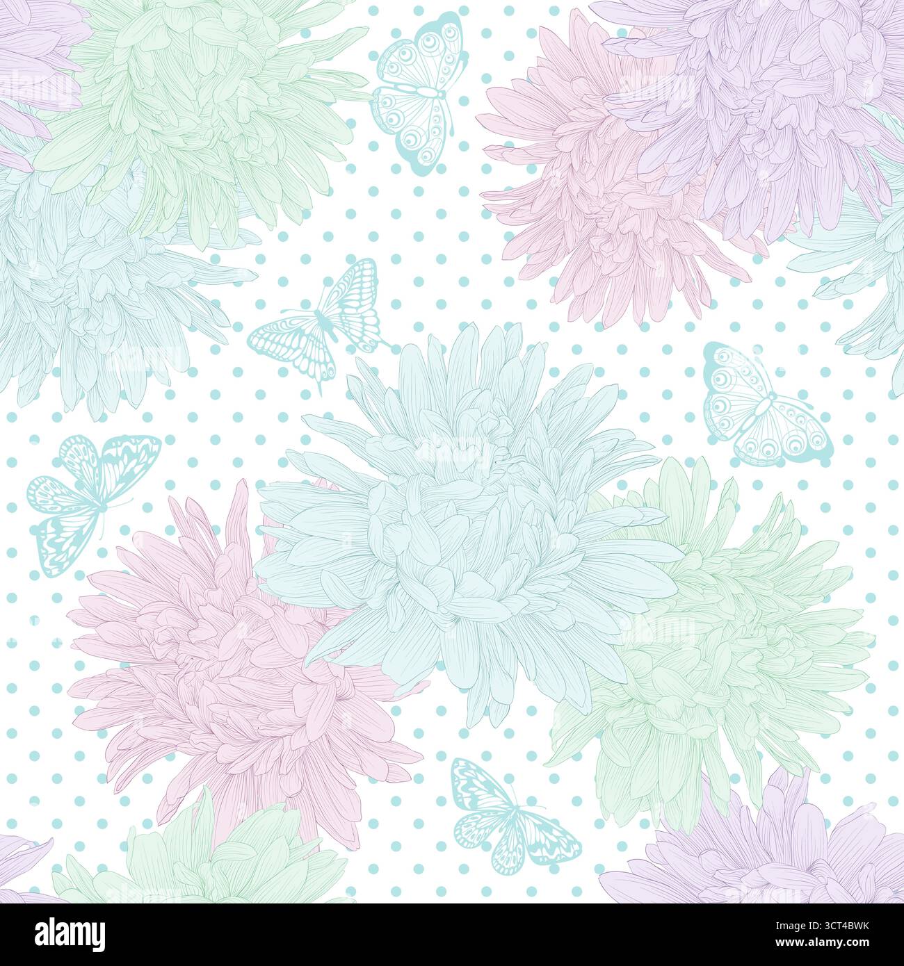 Beau fond sans couture avec aster de fleurs bleues Illustration de Vecteur