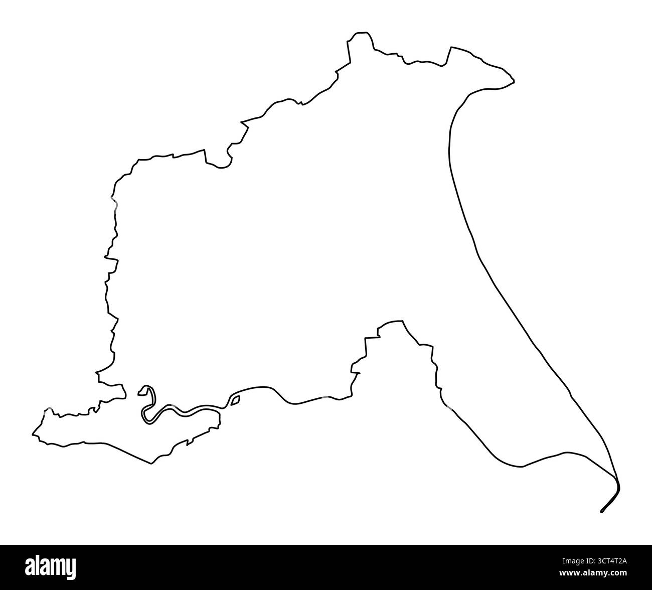 East Riding Yorkshire comté, carte de contour isolé sur fond blanc, Angleterre Illustration de Vecteur