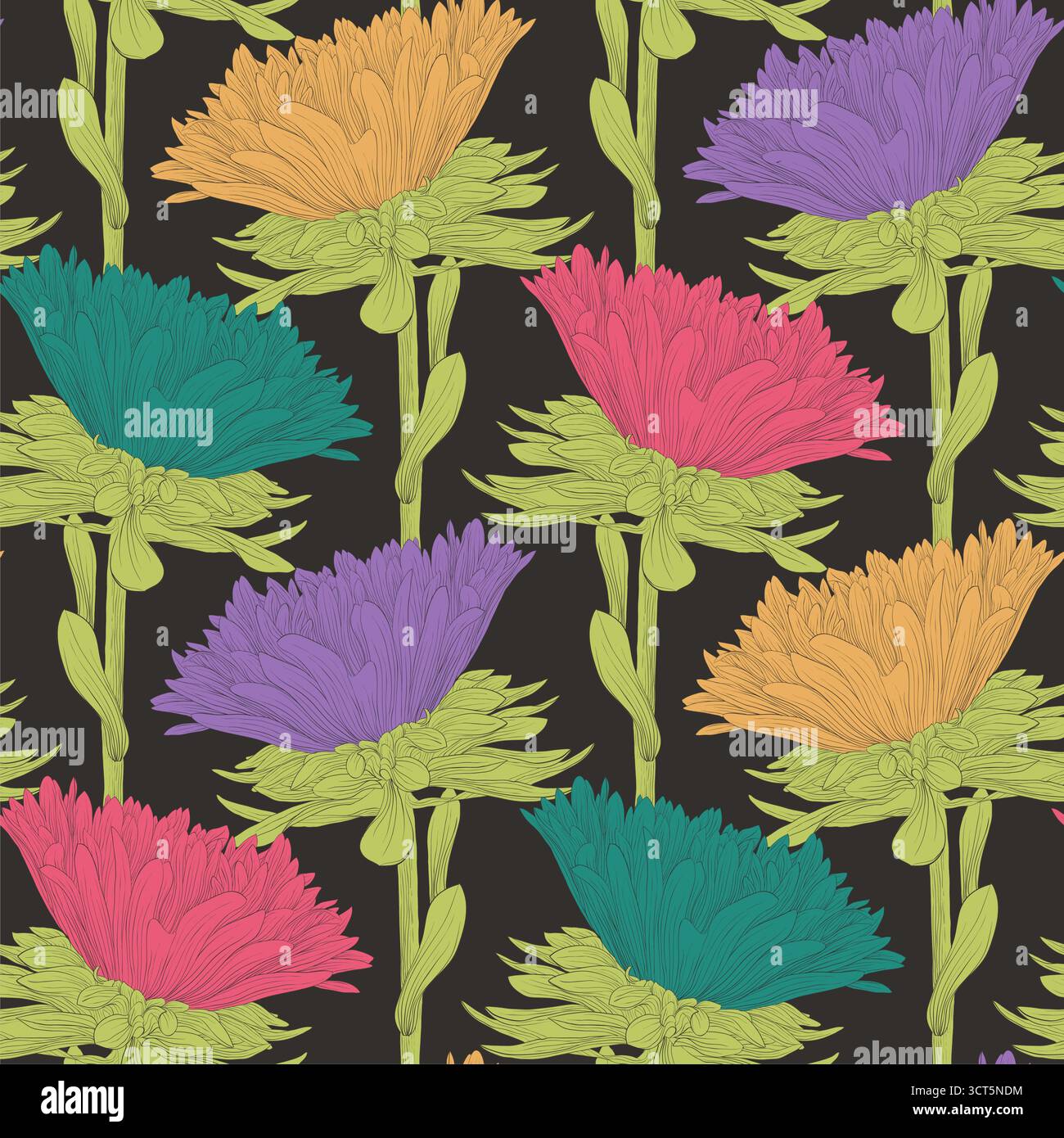 Beau fond sans couture avec des fleurs. Illustration de Vecteur