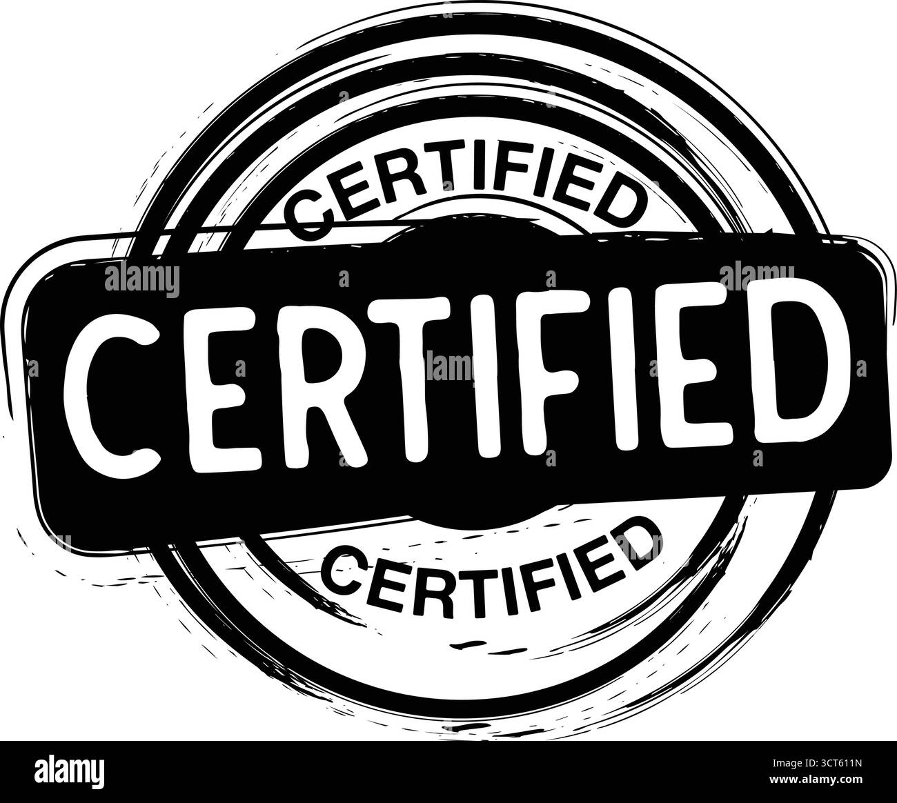 Timbre certifié noir et blanc - conception d'étiquette d'approbation et de garantie de style rétro gras Illustration de Vecteur