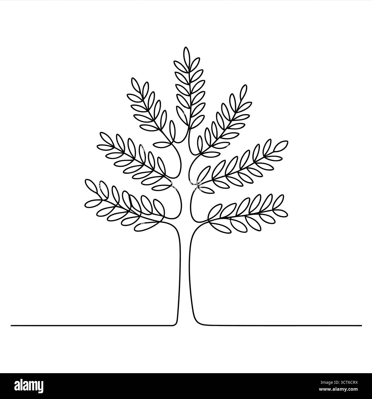 Dessin minimaliste en noir et blanc d'un arbre stylisé avec des branches feuillues et une ligne de sol isolée sur fond blanc Illustration de Vecteur Dessin minimaliste en noir et blanc d'un arbre stylisé avec des branches feuillues et une ligne de sol isolée sur fond blanc Illustration de Vecteur
