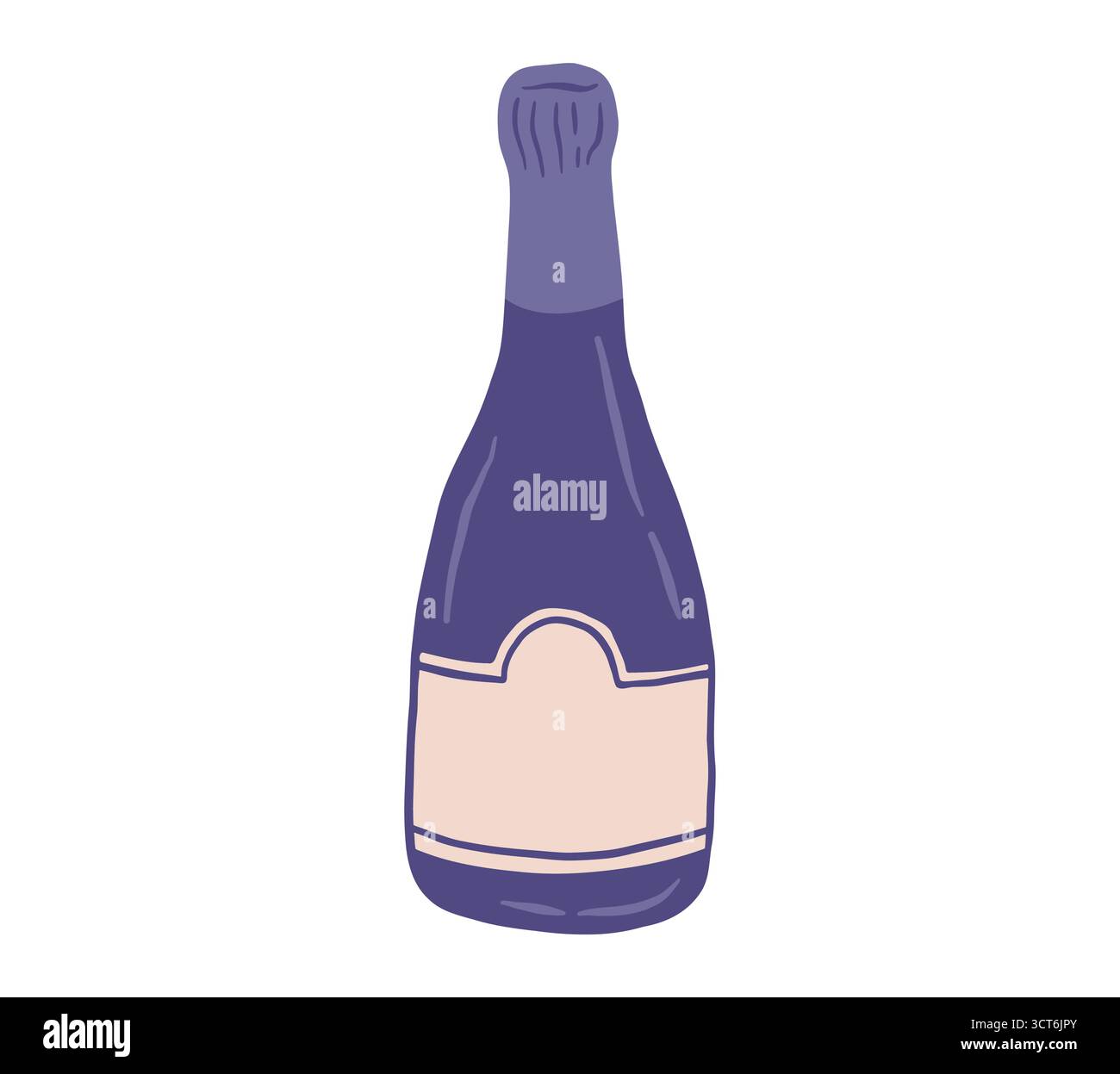 Illustration vectorielle de bouteille de vin de Cartoon Champaign. Boisson alcoolisée pour la célébration Noël, anniversaire, mariage Illustration de Vecteur