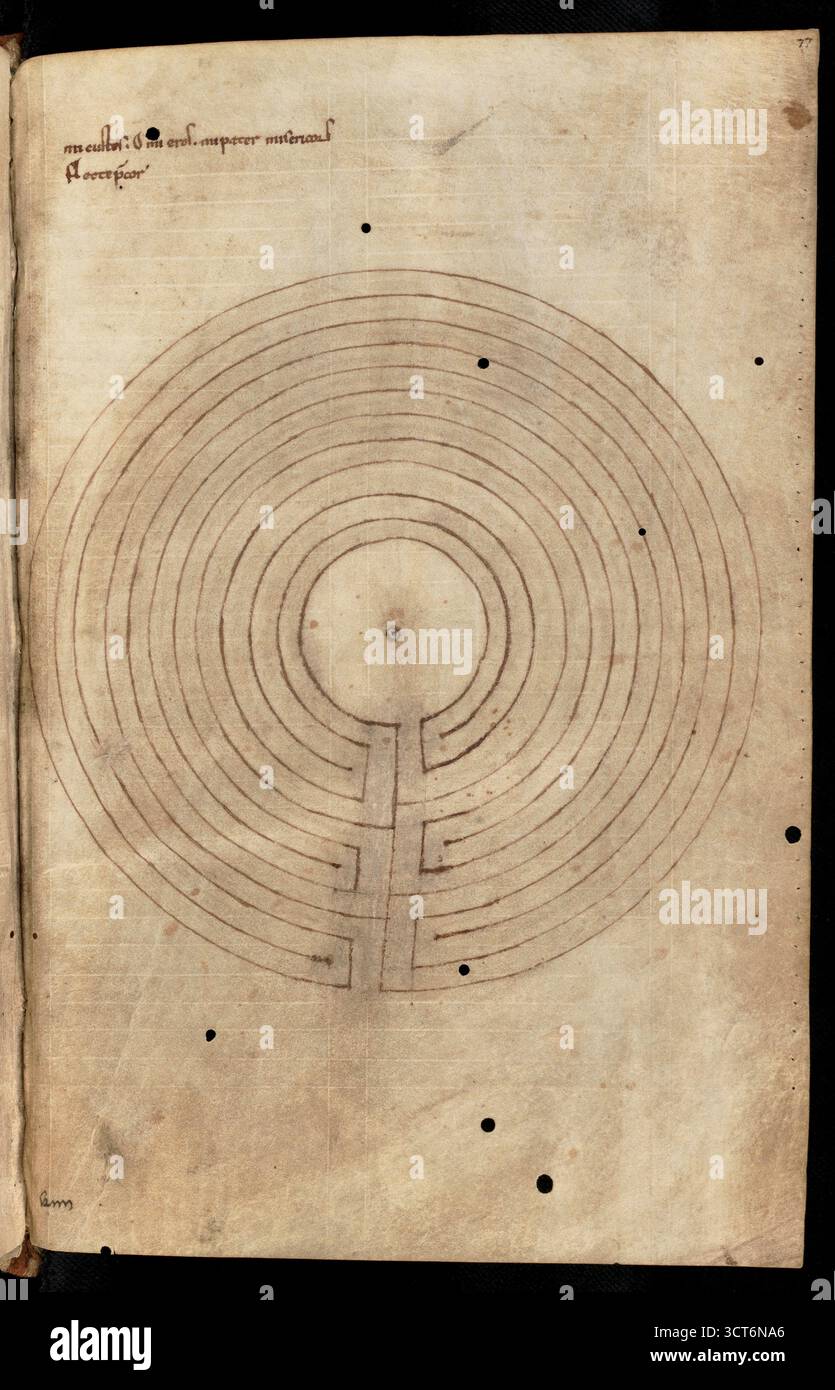 Un labyrinthe de 11 circuits de type Otfrid trouvé dans un manuscrit du XIe siècle Banque D'Images
