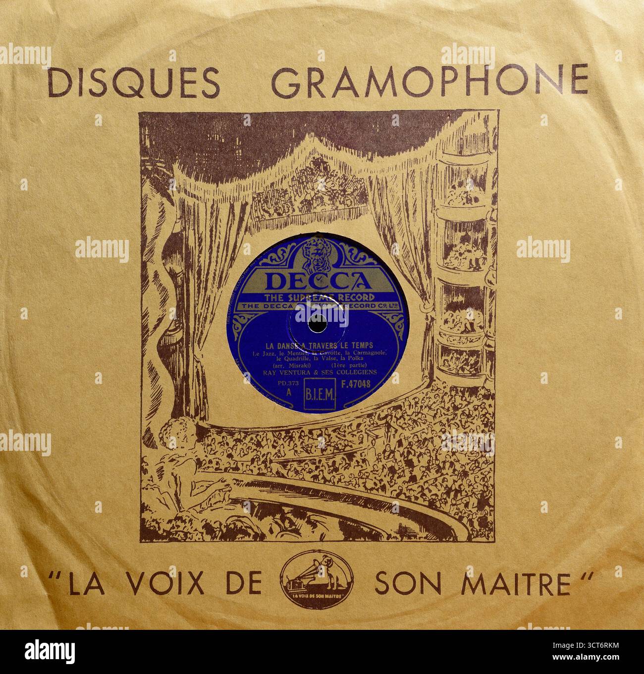 Shellac record 10 pouces, Ray Ventura & His Collegians, Dance Through Time, Decca Records, French Press Banque D'Images