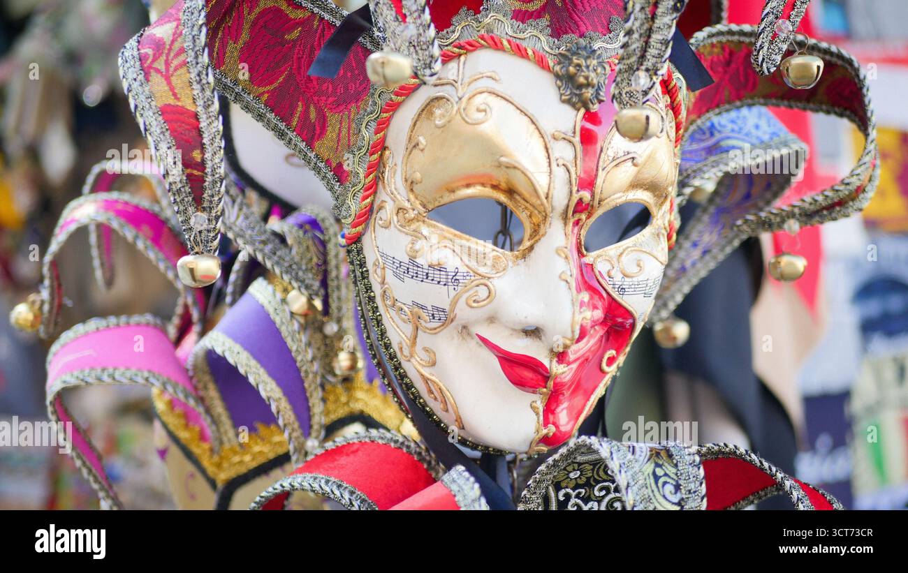 Masque de carnaval vénitien, fête traditionnelle de Venize, Europe. Banque D'Images