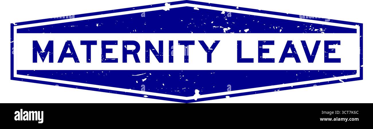 Grunge bleu maternité laisser le mot HEXAGON caoutchouc timbre de joint sur fond blanc Illustration de Vecteur