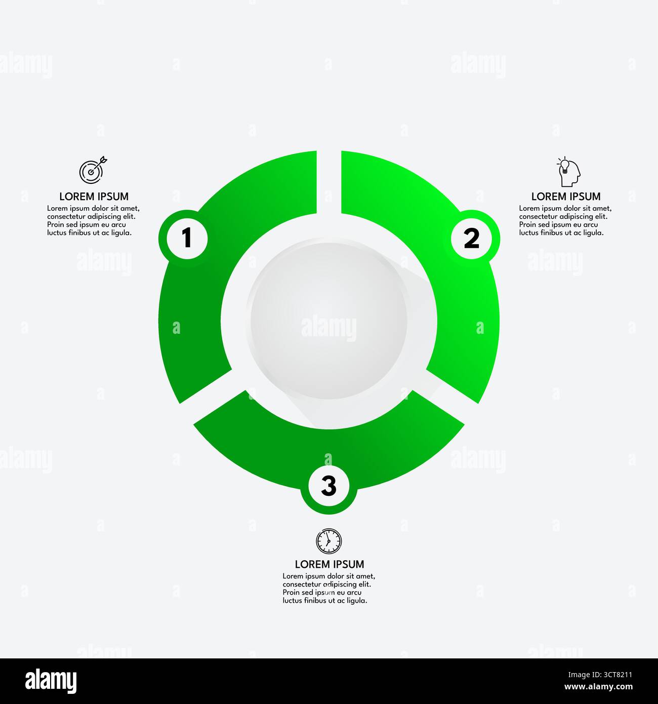 Diagramme vert à trois éléments, modèle infographique - illustration vectorielle Illustration de Vecteur