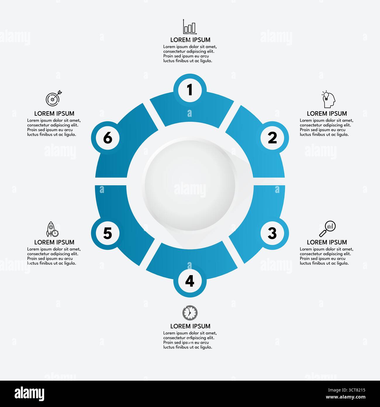illustration vectorielle de six étapes infographique de cycle bleu Illustration de Vecteur