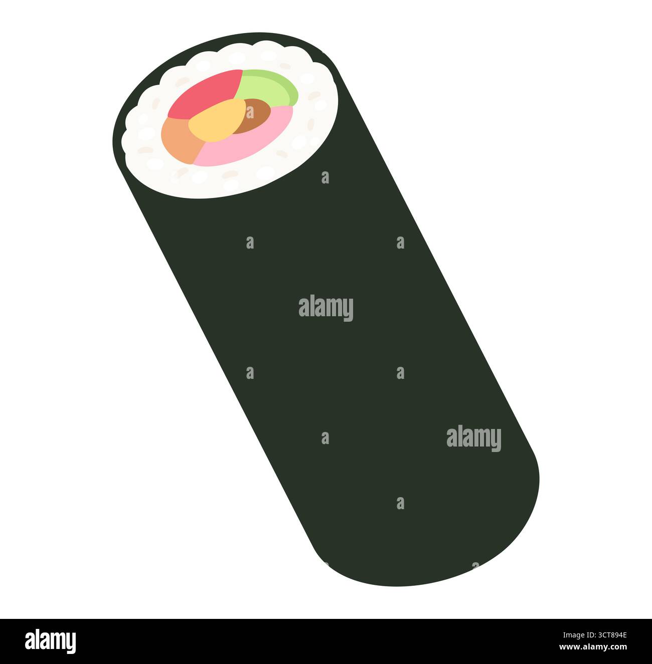 Ehomaki, rouleau de sushi Futomaki traditionnel japonais mangé lors du festival Setsubun. Illustration vectorielle de dessin animé simple. Illustration de Vecteur