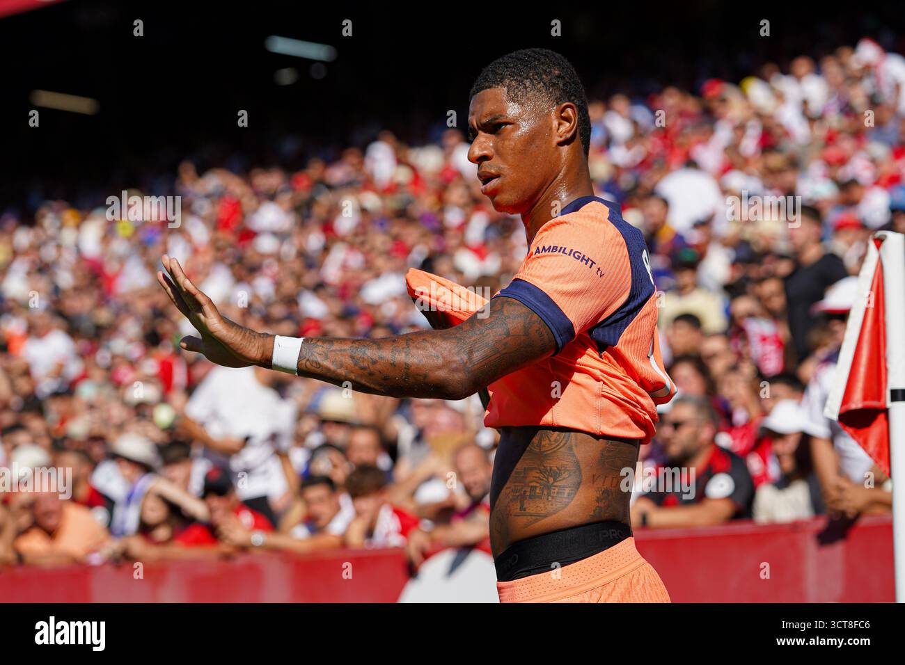 Séville, Espagne. 5 octobre 2025. Marcus Rashford (FC Barcelone) lors du match de LaLiga entre Sevilla FC et FC Barcelone, à Sanchez Pizjuan. Crédit : Fernando Vazquez / Alamy Live News Banque D'Images