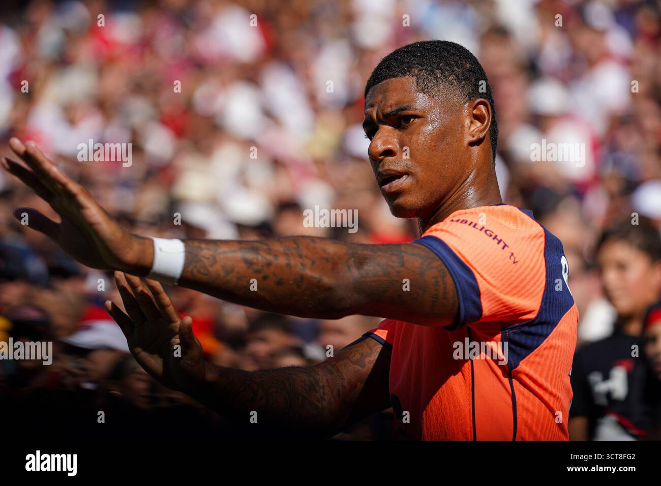 Séville, Espagne. 5 octobre 2025. Marcus Rashford (FC Barcelone) lors du match de LaLiga entre Sevilla FC et FC Barcelone, à Sanchez Pizjuan. Crédit : Fernando Vazquez / Alamy Live News Banque D'Images