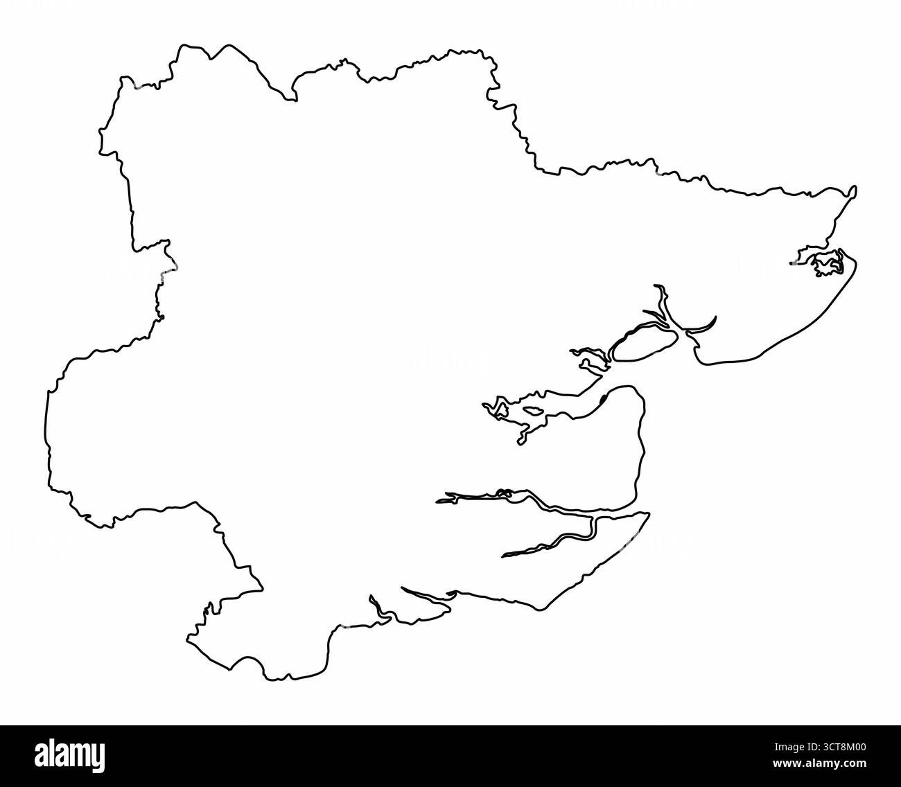 Comté d'Essex, plan isolé sur fond blanc, Angleterre Illustration de Vecteur