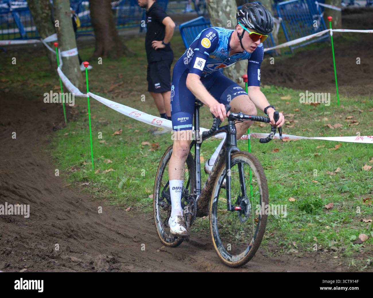 Gijón, Espagne, 5 octobre 2025 : le cycliste C'Chartres cyclisme Tom Ferreira (46) lors du XV Trophée Villa de Gijón le 5 octobre 2025, à Gijón, Espagne. Crédit : Alberto Brevers / Alamy Live News. Banque D'Images