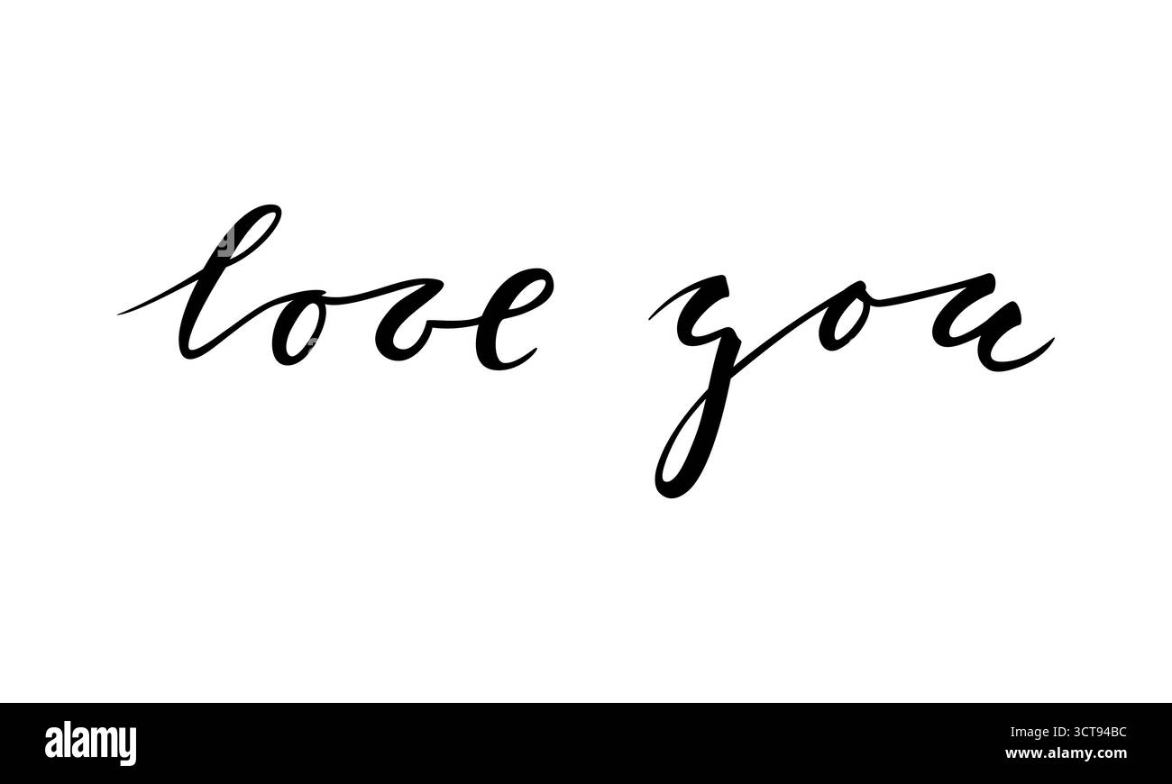 Je t'aime. Calligraphie créative dessinée à la main et lettrage au stylo pinceau Illustration de Vecteur