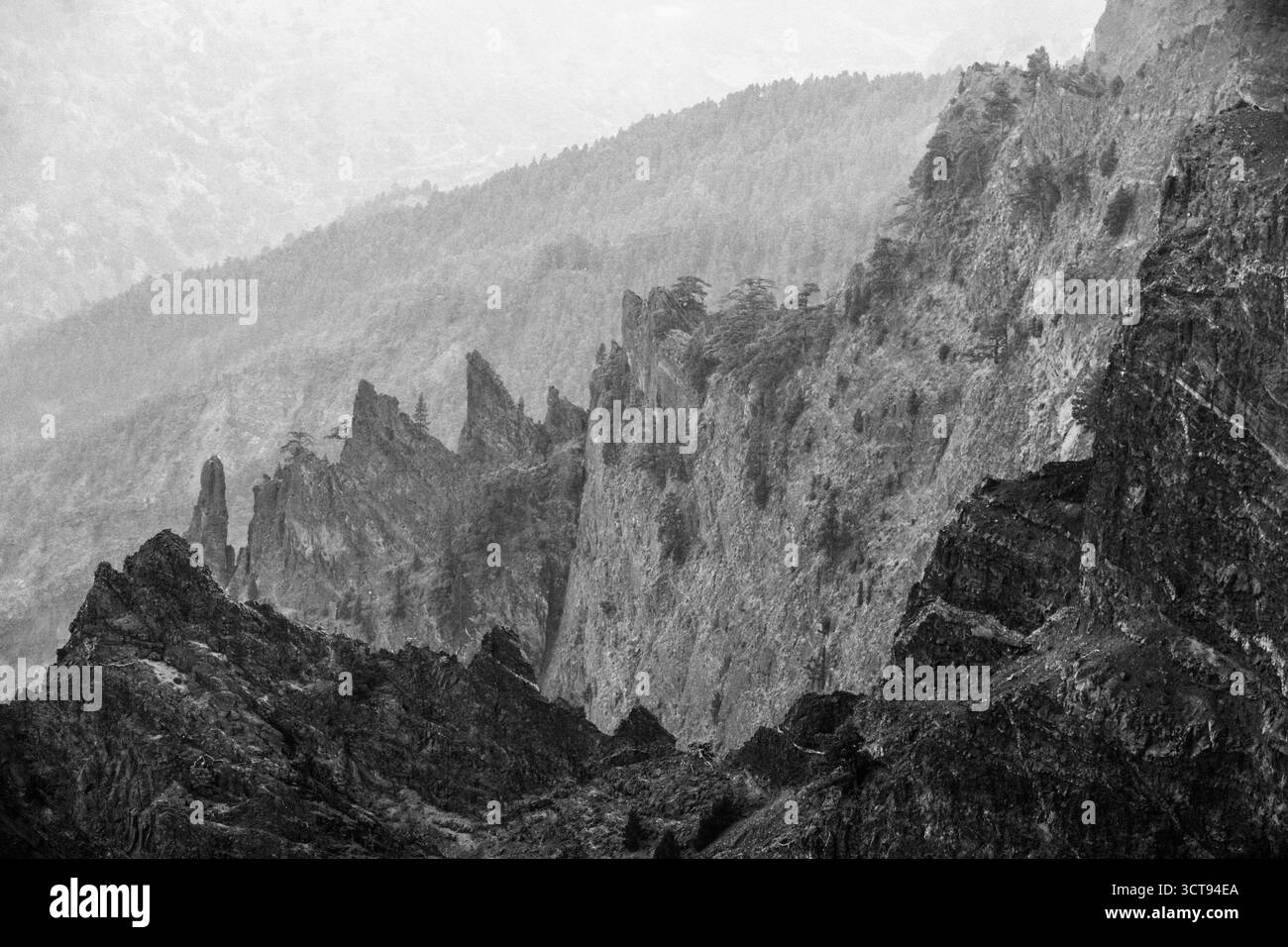 Point de vue panoramique de la Caldera de Taburiente sur le trek près de Roque de los Muchachos, la Palma, îles Canaries, Espagne, Europe Banque D'Images