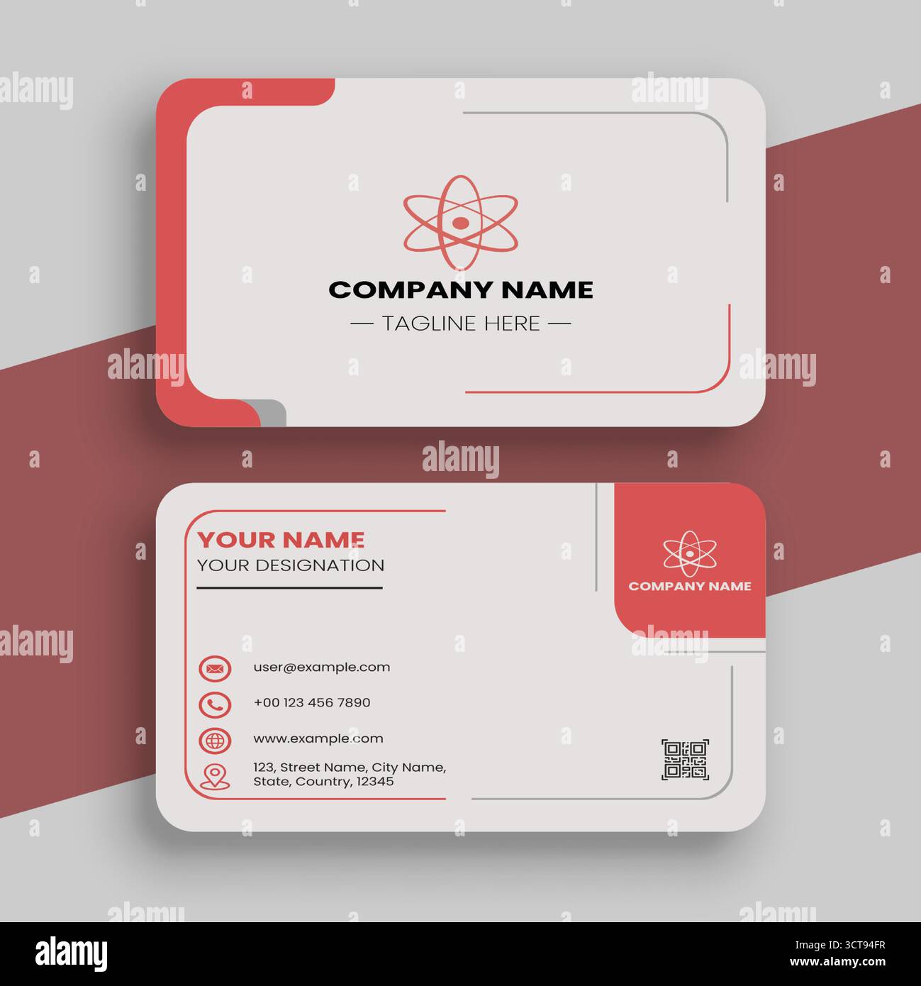 Modèle moderne de conception de carte de visite rouge et blanc Illustration de Vecteur