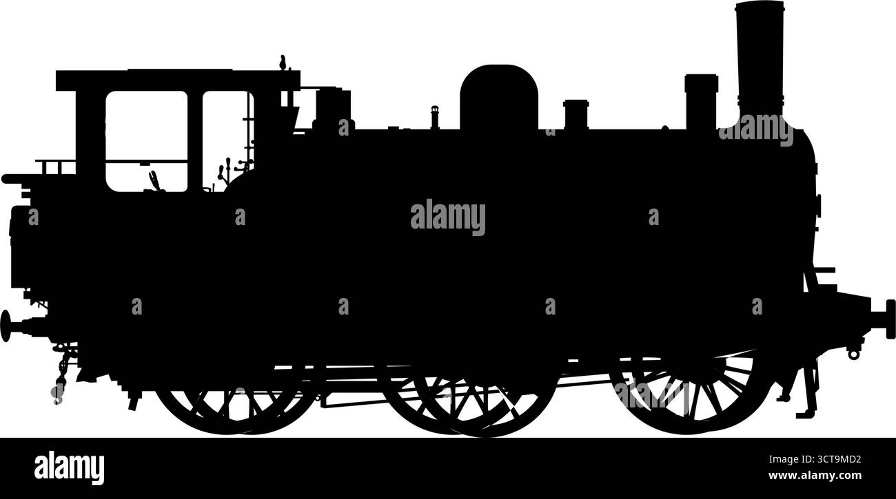 illustration vectorielle de silhouette de train de locomotive à vapeur ancienne Illustration de Vecteur