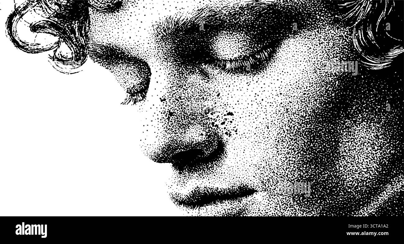 Peinture pointillée complexe d'un visage humain flou de profil. Illustration de Vecteur