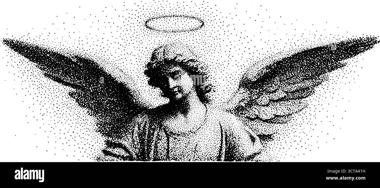 Illustration de pointillés d'ange gardien éthéré pour l'art spirituel et le design. Illustration de Vecteur