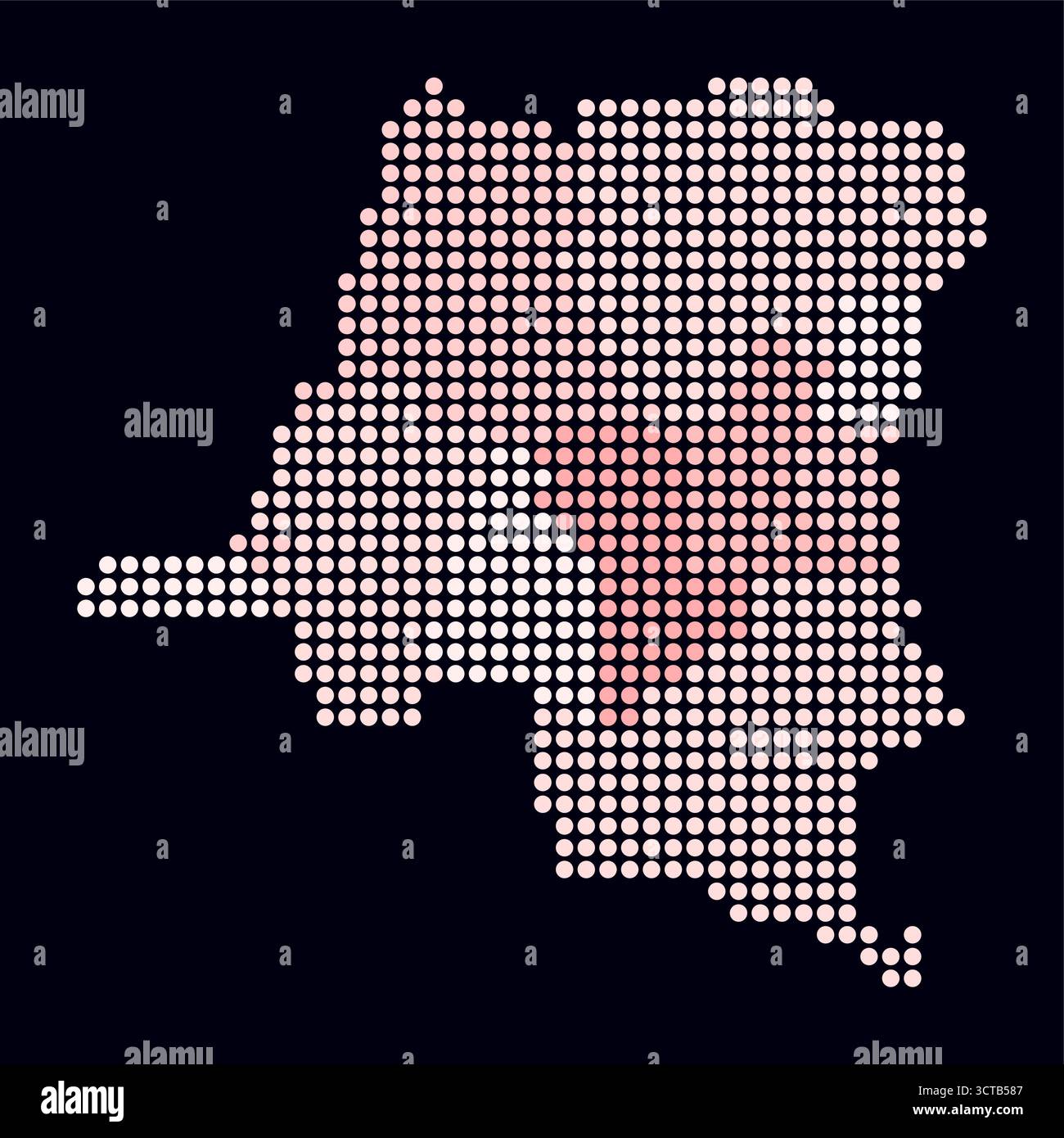 Carte en pointillés de la République démocratique du Congo. Carte de style numérique du pays sur un fond sombre. Illustration de Vecteur