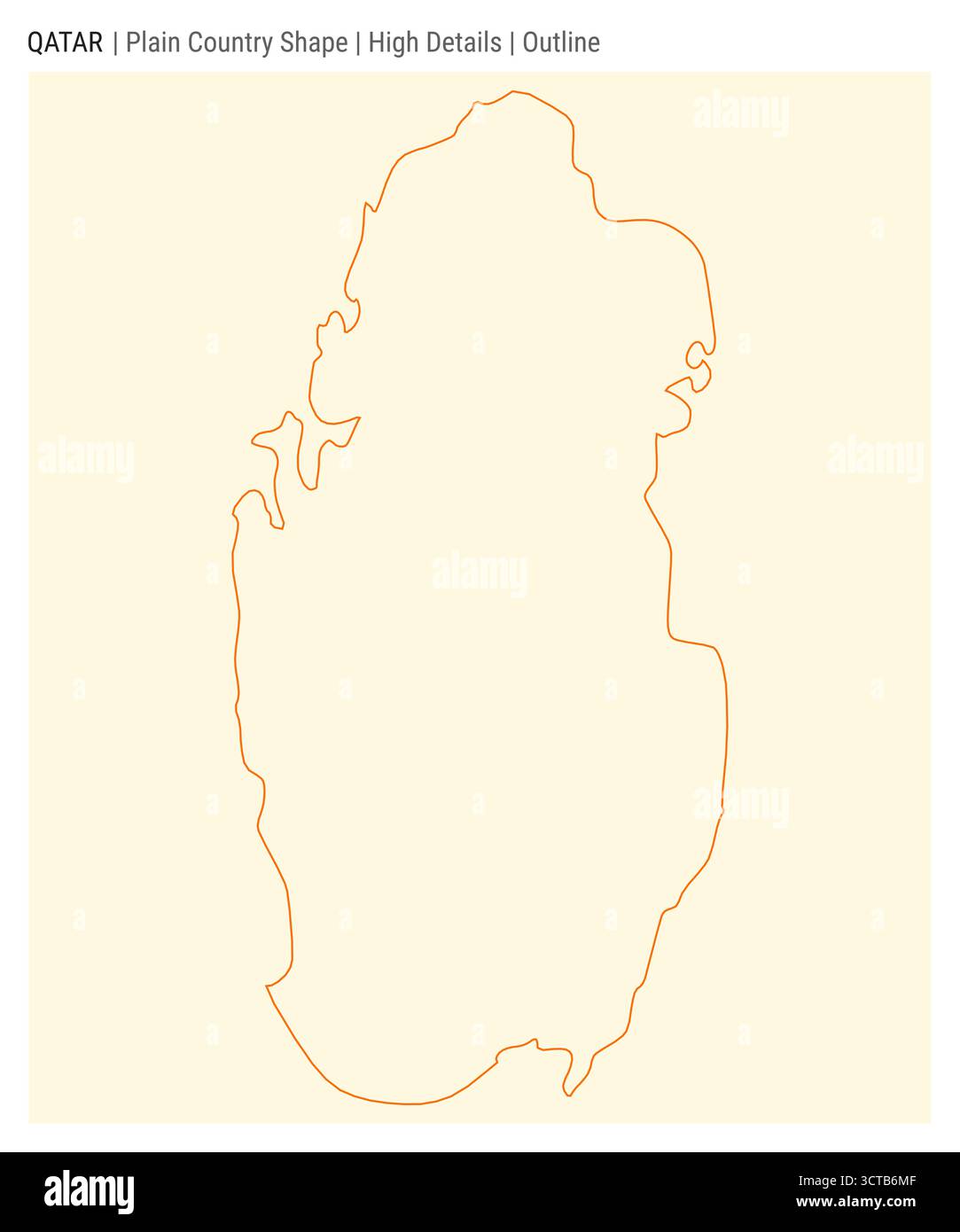 Carte du pays de la plaine du Qatar. Détails élevés. Style de contour. Forme du Qatar. Illustration vectorielle. Illustration de Vecteur