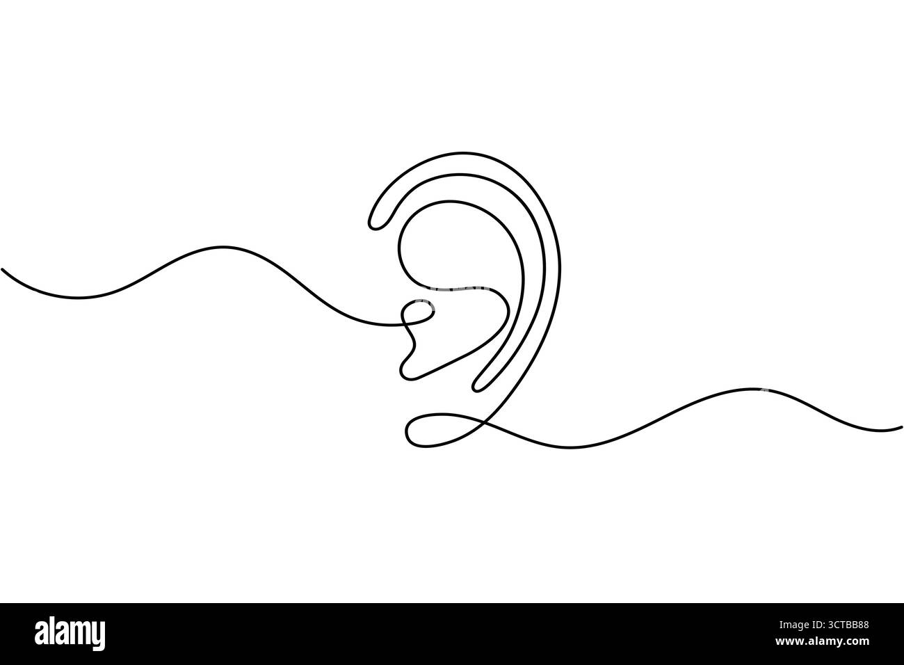 Ligne d'oreille humaine minimaliste illustration vectorielle continue d'une seule ligne isolée Illustration de Vecteur