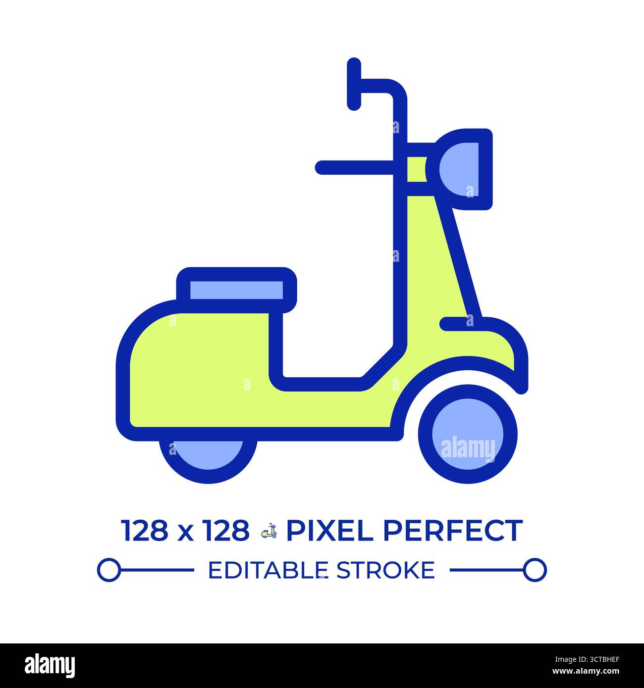 Icône de couleur de ligne parfaite de pixel de scooter de moteur Illustration de Vecteur