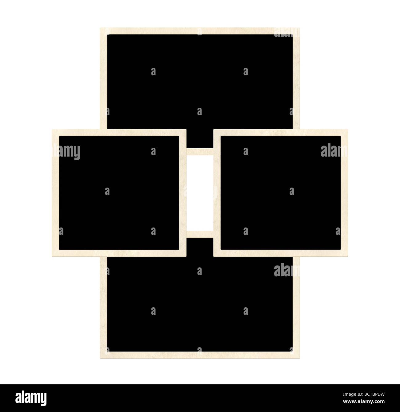 Collage de modèle avec quatre photos de cadre rétro. Grille d'album d'images de moodboard pour scrapbooking. Tableau d'humeur de style vintage. Isolé sur dos blanc Banque D'Images