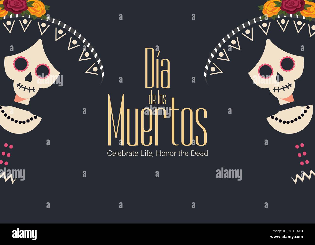 Illustration vectorielle de bannière dia de los Muertos. Illustration de Vecteur