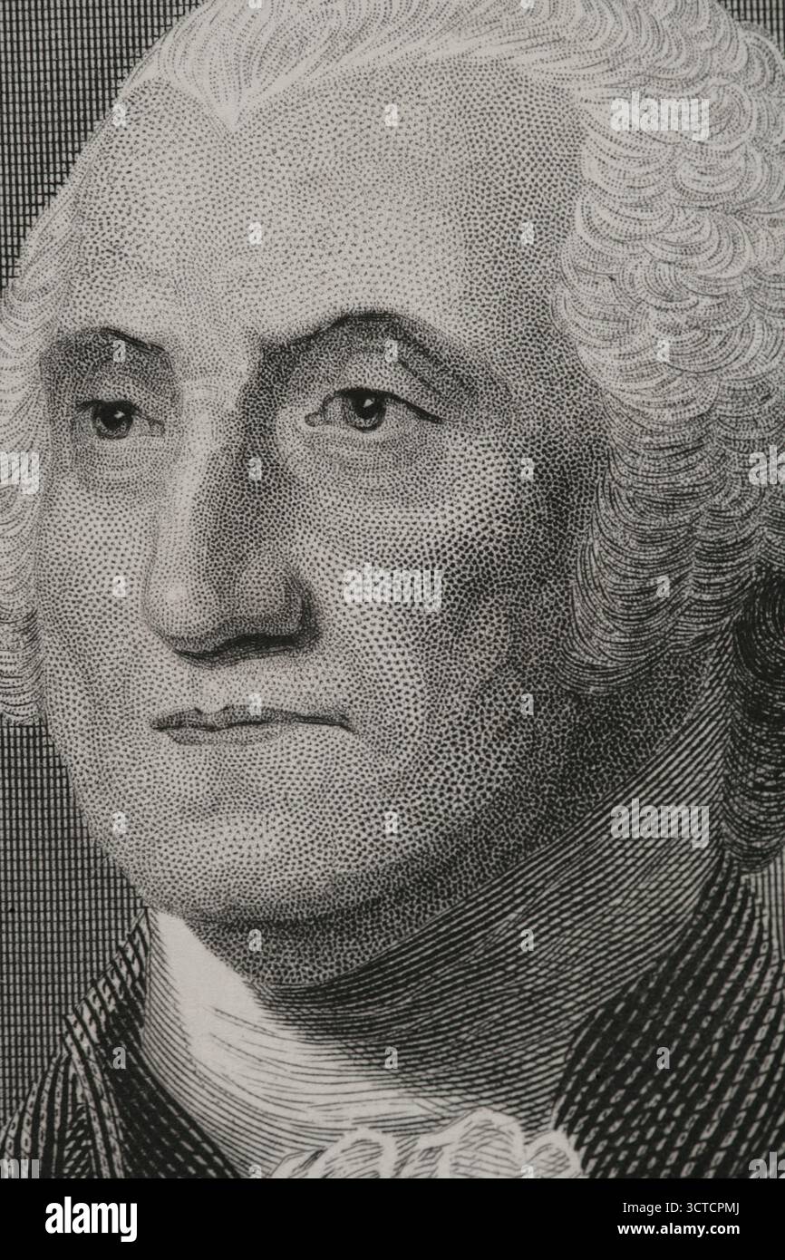 George Washington (1732-1799) 1er Président des Etats-Unis (1789-1797). Portrait. Gravure d'Edwards d'après Gilbert Stuart (1755-1828). Détail. Histoire des États-Unis, par J. A. Spencer. Volume II. Edition publié à Barcelone, 1873. Banque D'Images George Washington (1732-1799) 1er Président des Etats-Unis (1789-1797). Portrait. Gravure d'Edwards d'après Gilbert Stuart (1755-1828). Détail. Histoire des États-Unis, par J. A. Spencer. Volume II. Edition publié à Barcelone, 1873. Banque D'Images
