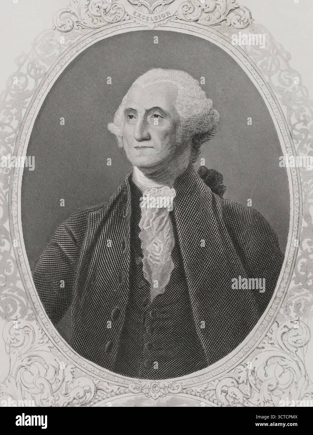 George Washington (1732-1799) 1er Président des Etats-Unis (1789-1797). Portrait. Gravure d'Edwards d'après Gilbert Stuart (1755-1828). Histoire des États-Unis, par J. A. Spencer. Volume II. Edition publié à Barcelone, 1873. Banque D'Images George Washington (1732-1799) 1er Président des Etats-Unis (1789-1797). Portrait. Gravure d'Edwards d'après Gilbert Stuart (1755-1828). Histoire des États-Unis, par J. A. Spencer. Volume II. Edition publié à Barcelone, 1873. Banque D'Images