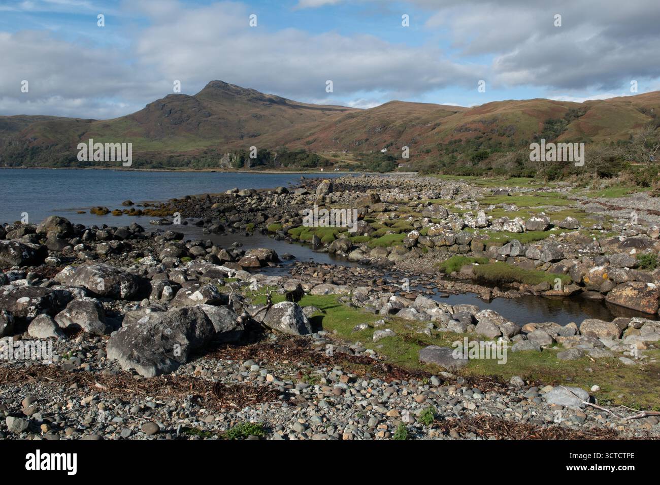 L'estran rocheux du Loch Buie, île de Mull, Écosse Banque D'Images