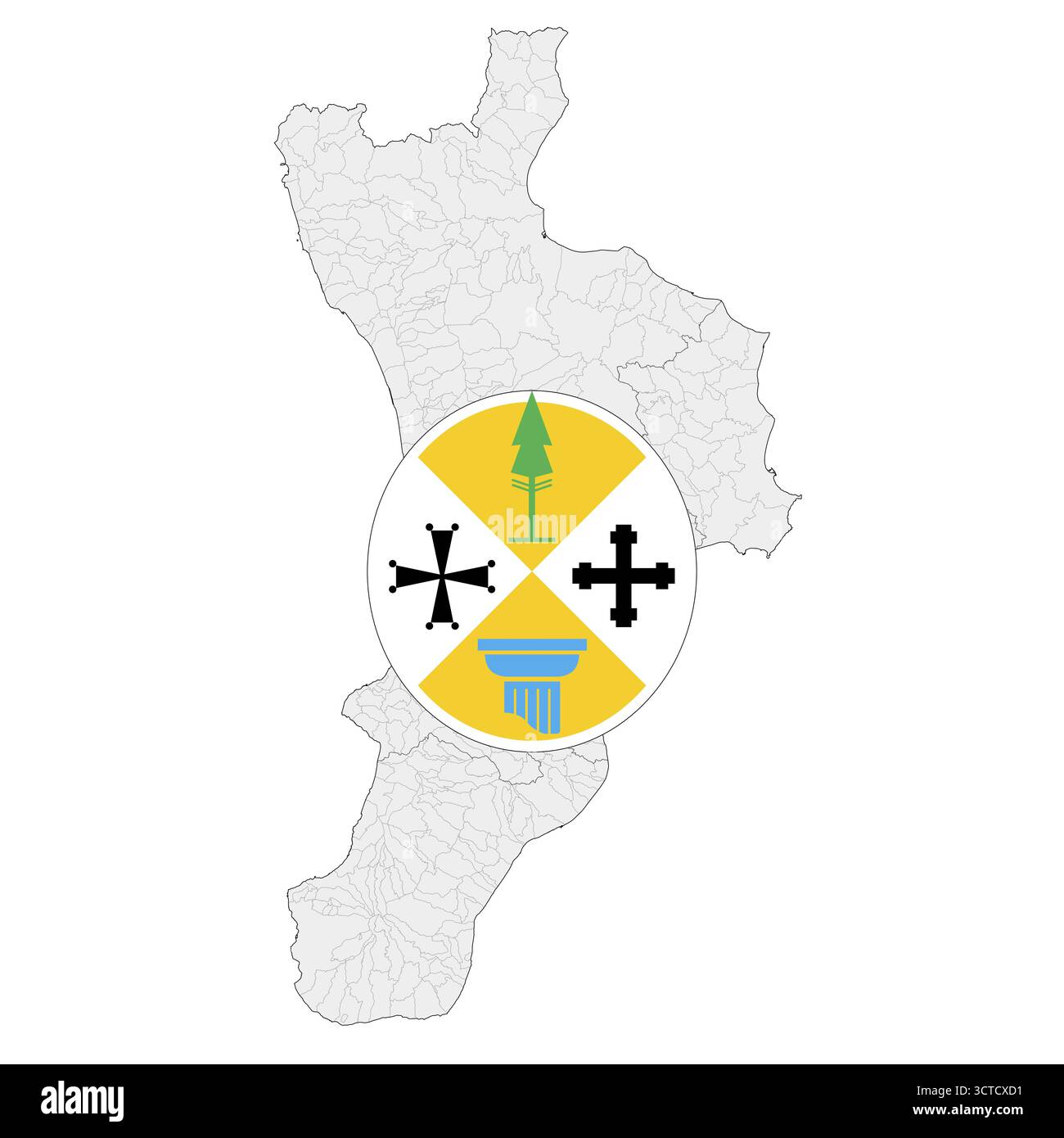 Armoiries régionales de Calabre et carte, Italie, illustration vectorielle Illustration de Vecteur