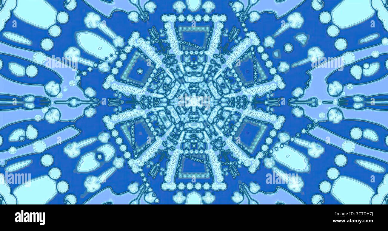 Les motifs tourbillonnants dans les tons de bleu et de blanc créent un effet visuel fascinant. Le design présente des formes géométriques et des formes organiques, évoquant une se Banque D'Images