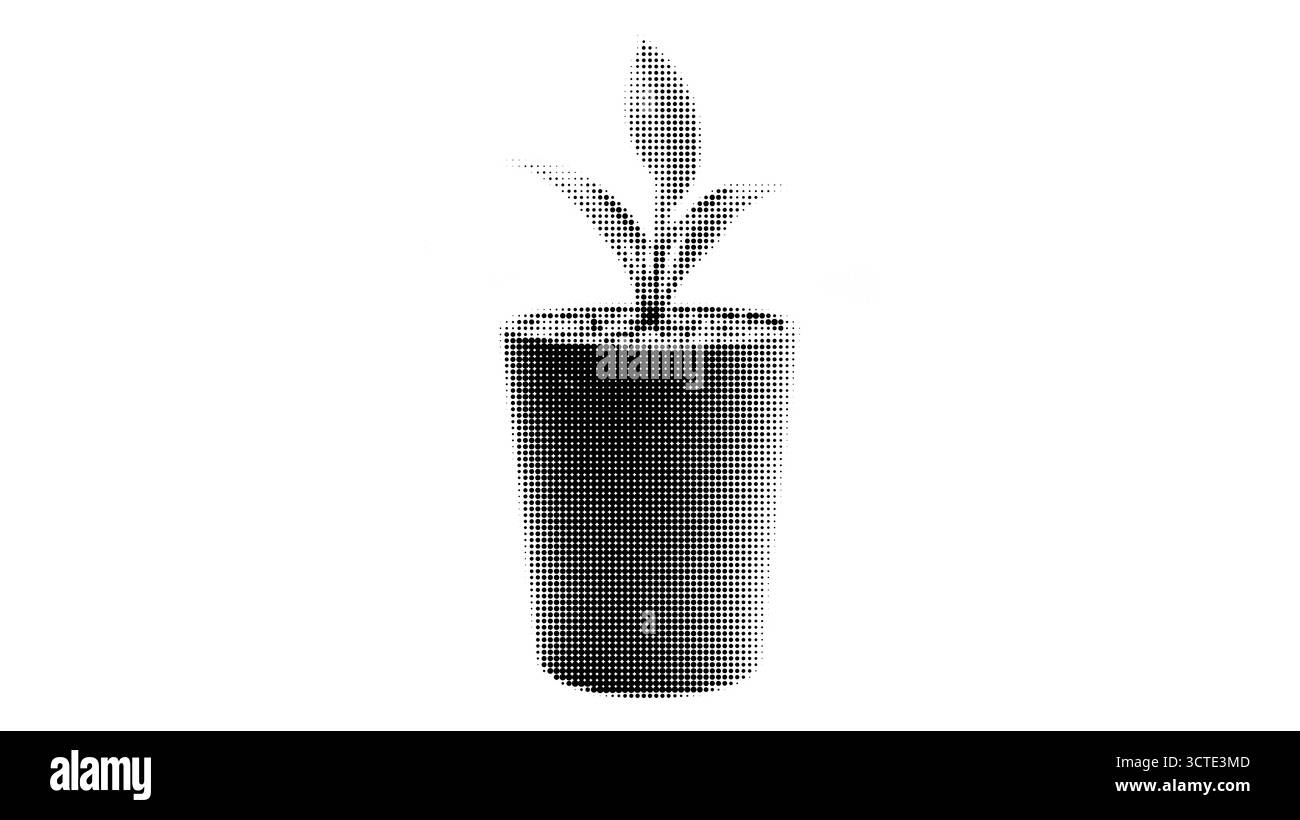Fond de collage de plante d'intérieur minimaliste. Motif arbre demi-ton avec fausses plantes pour l'intérieur de bureau à la mode bg.. Illustration de Vecteur