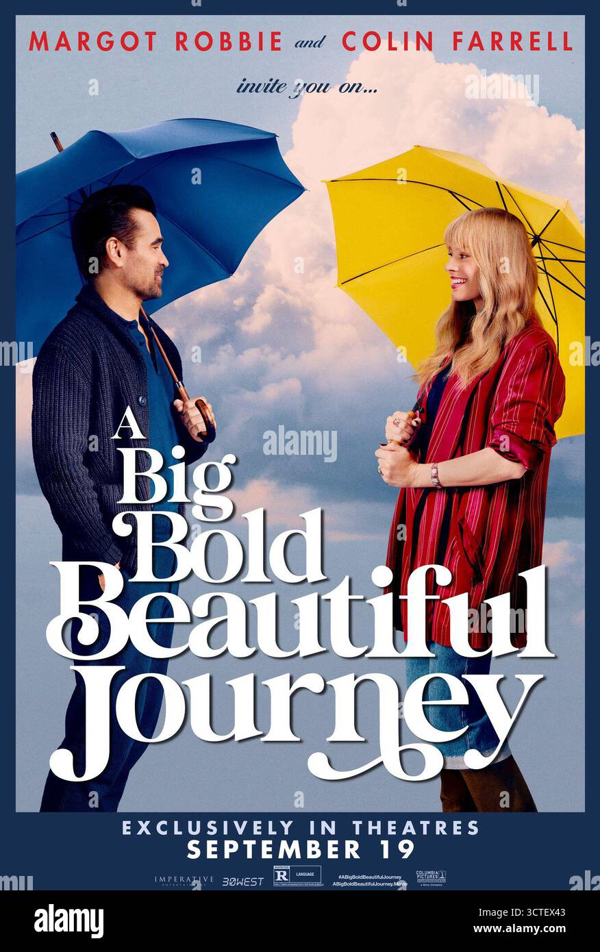 Une affiche de film Big Bold Beautiful Journey Colin Farrell & Margot Robbie Banque D'Images