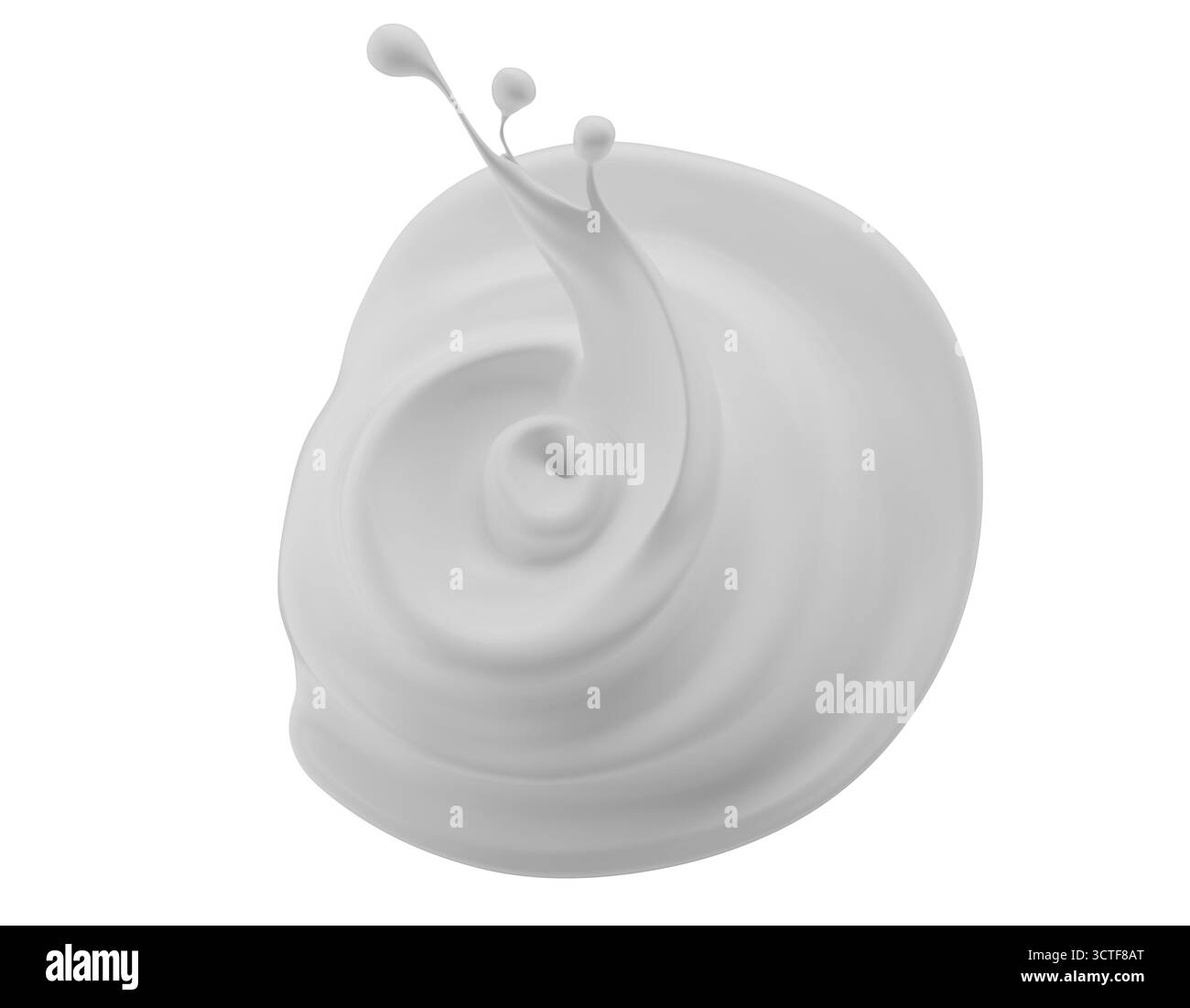 tourbillon de crème de lait isolé sur un fond blanc. rendu 3d. Banque D'Images