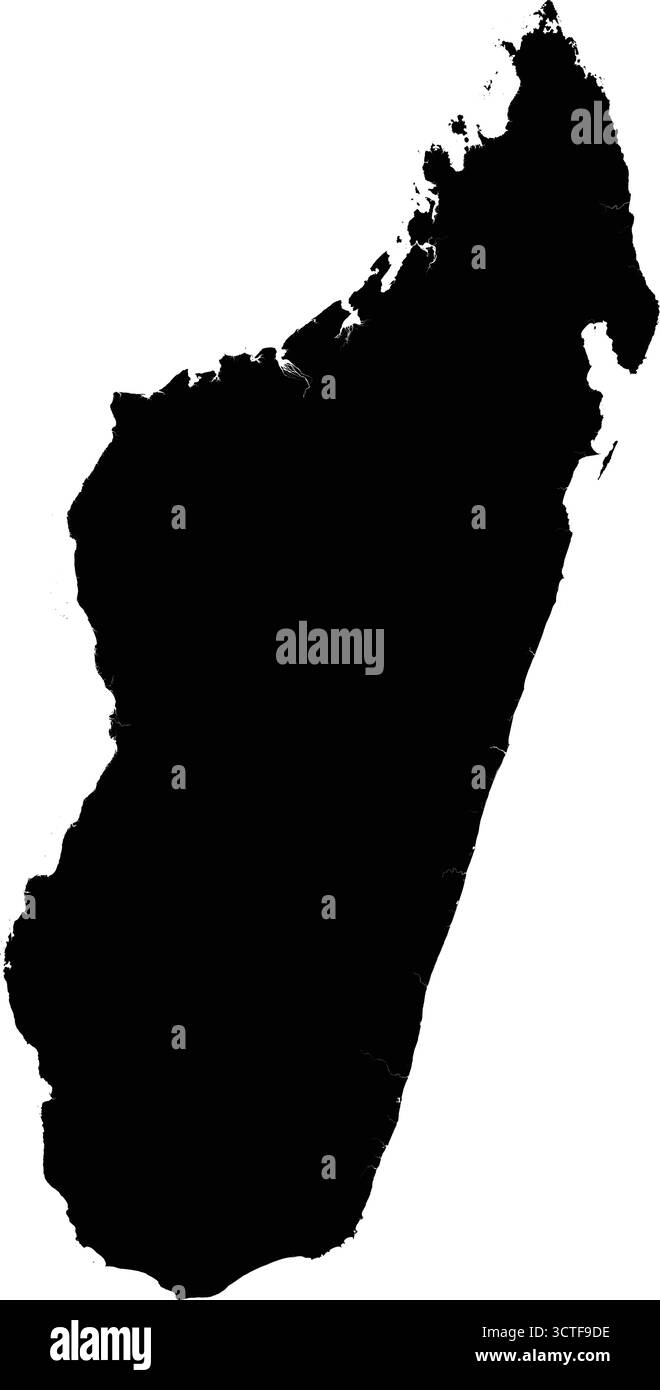 Silhouette vectorielle noire détaillée modifiable du pays de Madagascar. Illustration de Vecteur
