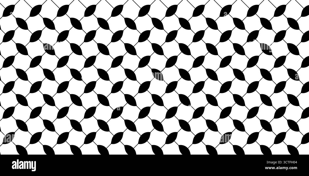 Motif keffiyeh noir et blanc répété. Imprimé foulard traditionnel oriental pour hommes. Texture géométrique du tissu. Fond de tissu arabe. Imprimé textile palestinien moderne. Illustration graphique vectorielle. Illustration de Vecteur