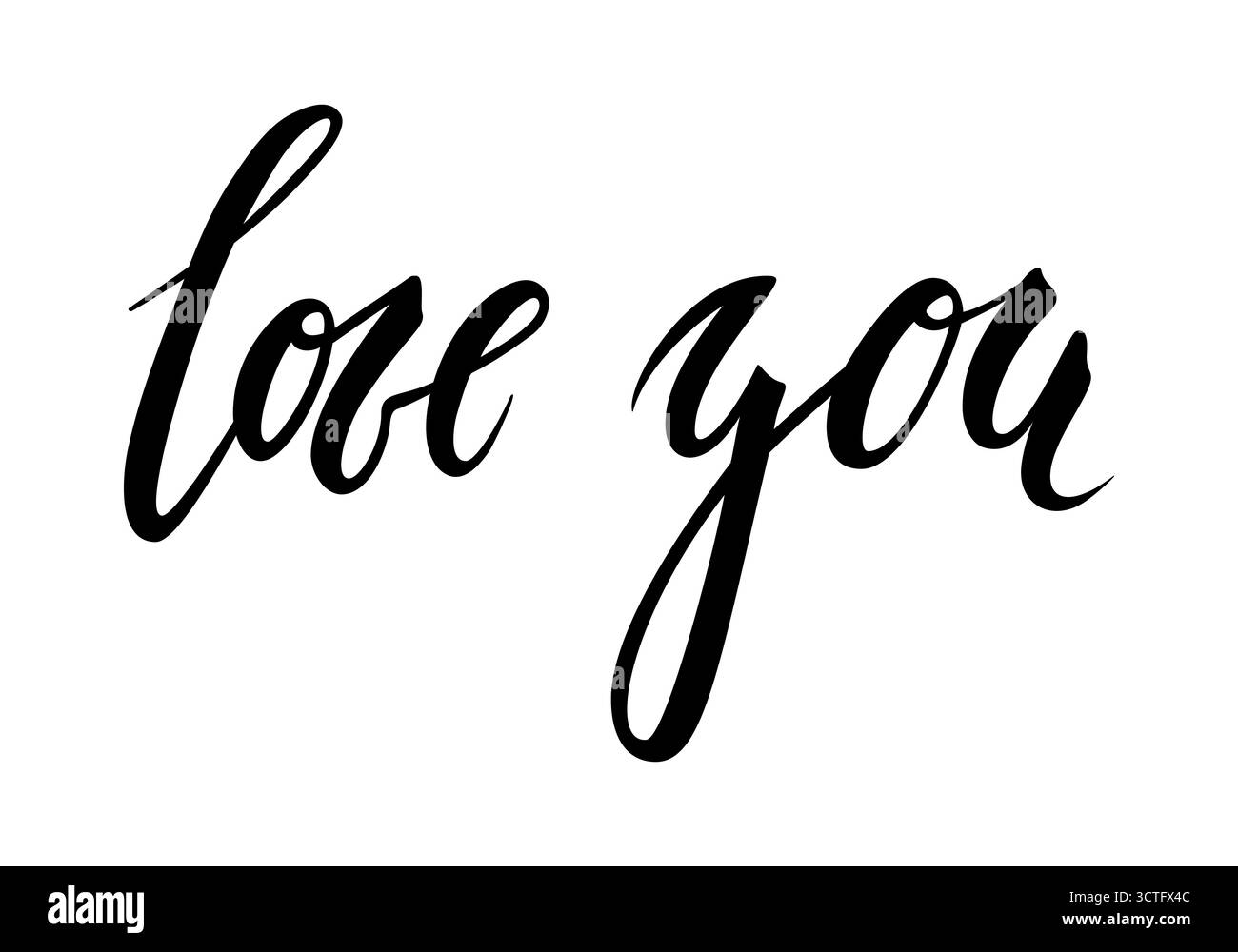 Je t'aime. Calligraphie créative dessinée à la main et lettrage au stylo pinceau Illustration de Vecteur