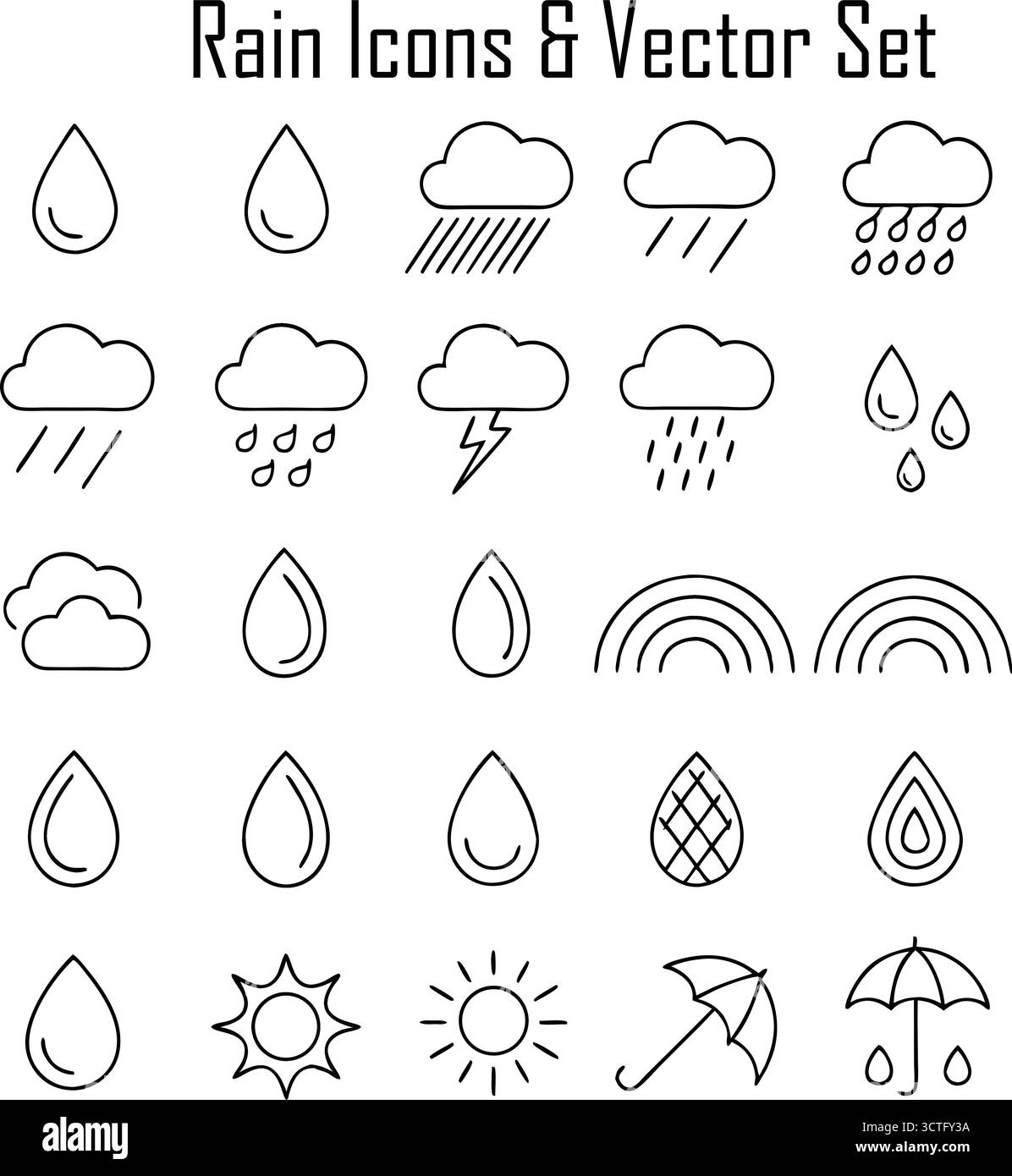 Illustration vectorielle de pluie – conception de concept de gouttes de pluie, nuage et météo pour le thème climat et nature Illustration de Vecteur
