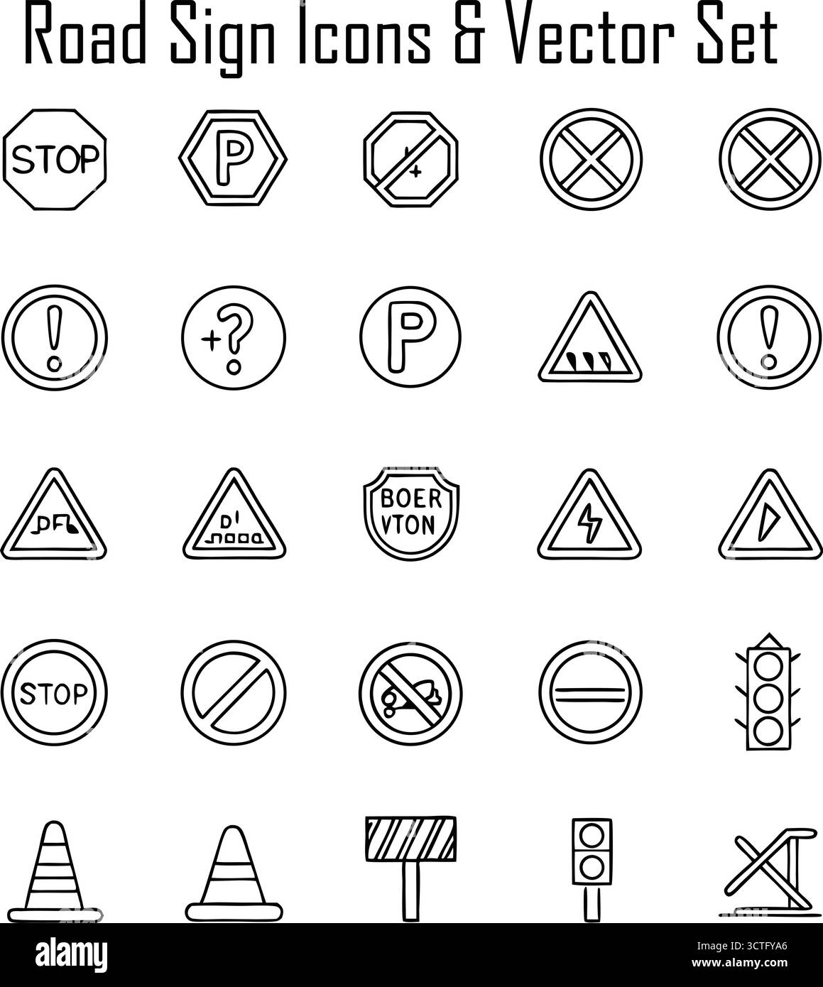 Illustration vectorielle de signalisation routière – concept de conception de symbole de circulation et de panneau d'avertissement d'autoroute Illustration de Vecteur